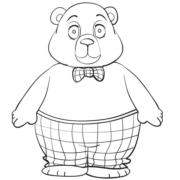 Boceto Oso Inteligente Con Una Camisa Pantalones Cuadros Libro Para — Vector de stock