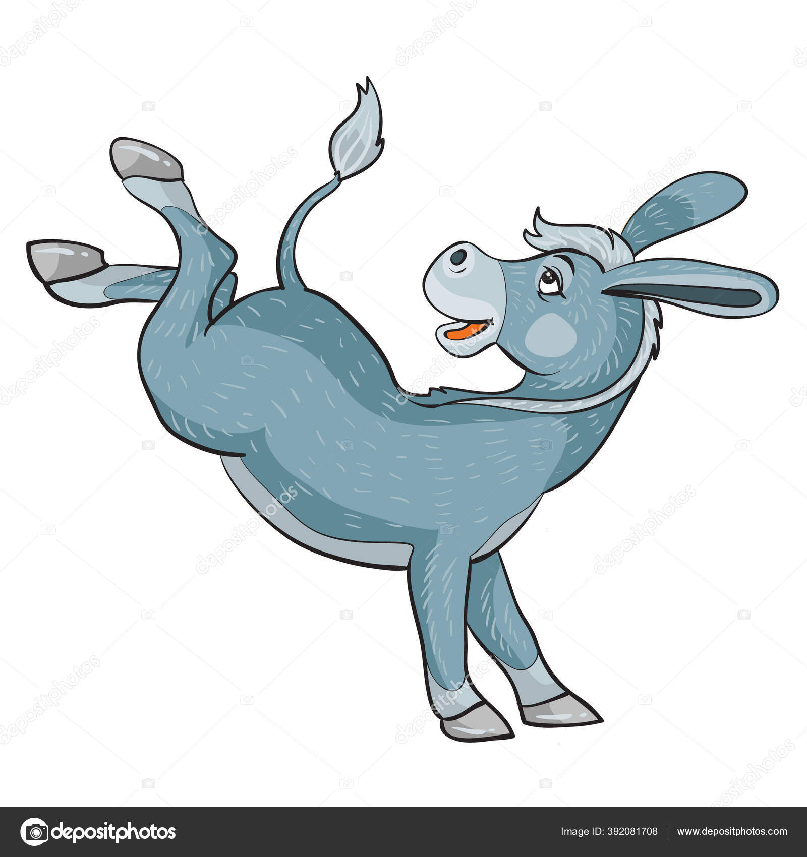 Осёл Откидывает Копыта Иллюстрация Мультфильма Изолированный.