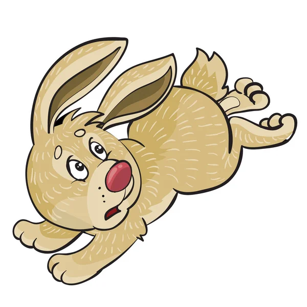 Hare Scared Runs Away Cartoon Illustration Isolated Object White Background — Stock Vector