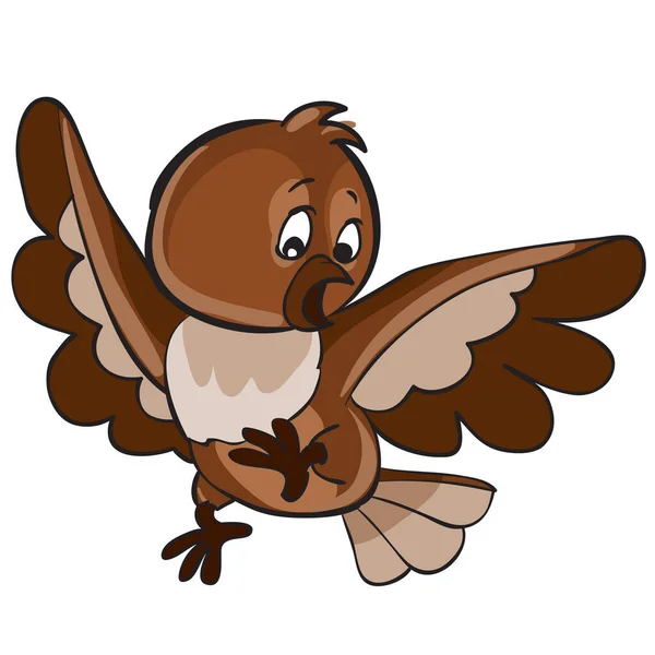 Bange Vogel Met Uitgespreide Vleugels Cartoon Illustratie Geïsoleerd Object Een — Stockvector