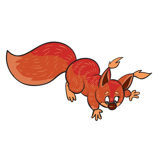 Esquilo Assustado Vermelho Ilustração Dos Desenhos Animados Objeto Isolado Fundo — Vetor de Stock