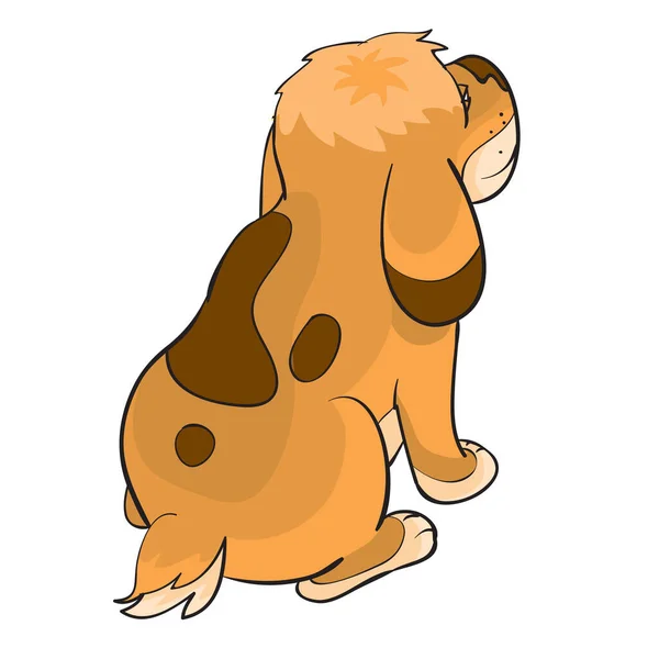 Cão Senta Com Costas Para Nós Desenho Animado Ilustração Objeto —  Vetores de Stock