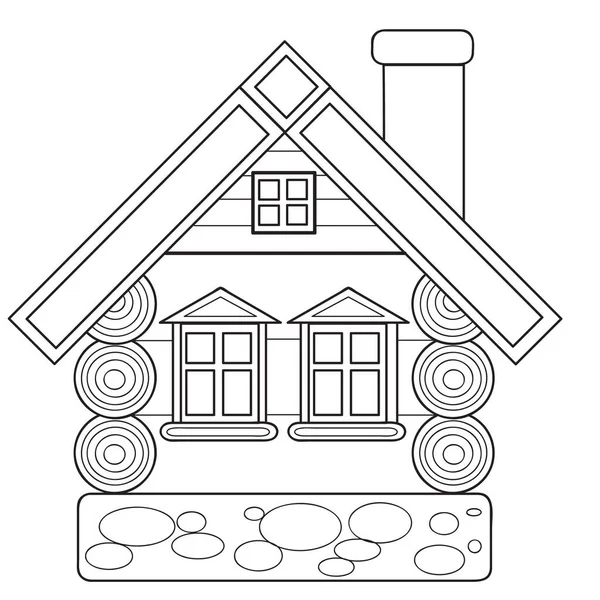 Skiss Ett Lantligt Hus Målarbok Tecknad Illustration Vektor Illustration Isolerat — Stock vektor