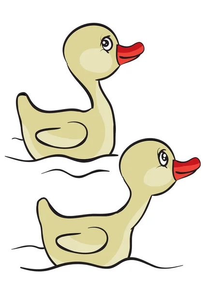 Patitos Estilo Caricaturesco Vector — Vector de stock