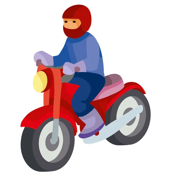 Motocyklista Ilustracja Rysunkowa Pojedynczy Obiekt Białym Tle Ilustracja Wektor Eps — Wektor stockowy