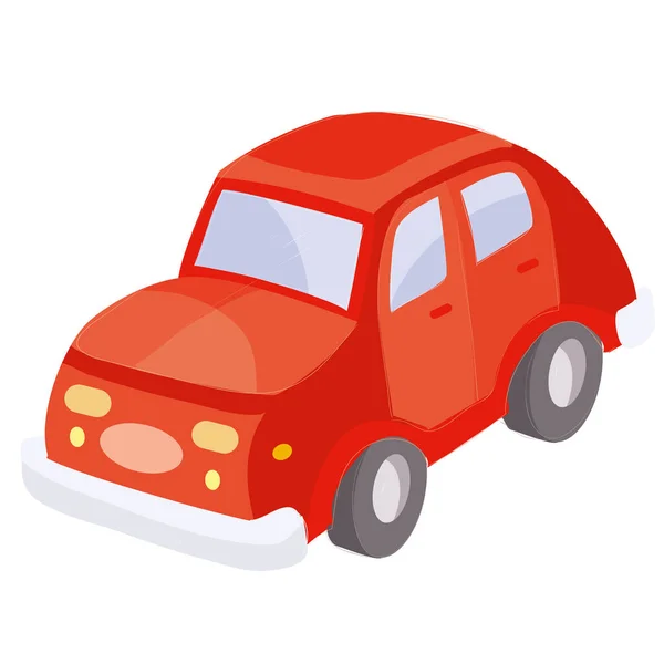 Voiture Rouge Dessin Animé Objet Isolé Sur Fond Blanc Illustration — Image vectorielle