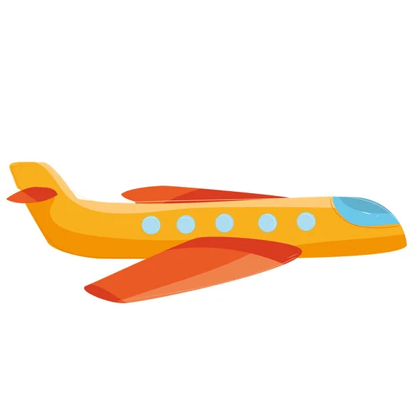 Yellow Plane Cartoon Illustration Isolated Object White Background Vector Eps — Stock Vector