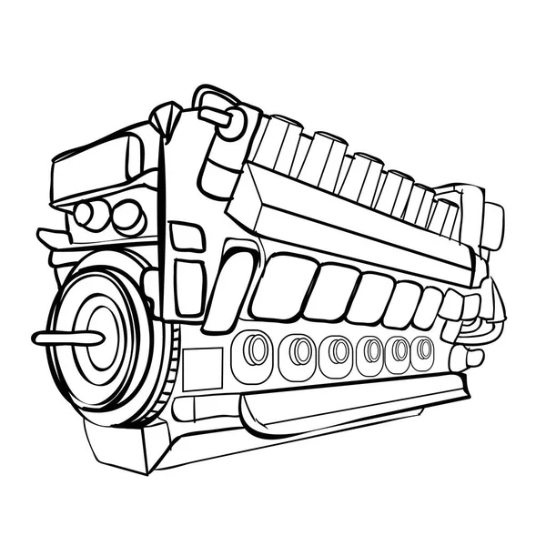 スケッチ エンジン 白い背景に孤立したオブジェクト ベクトル図 Eps — ストックベクタ