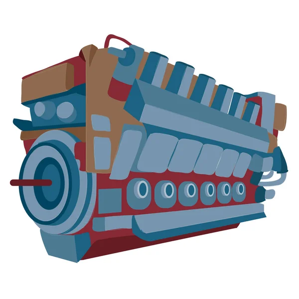 Engine Motor Cartoon Illustration Isolated Object White Background Vector Illustration — Stock Vector