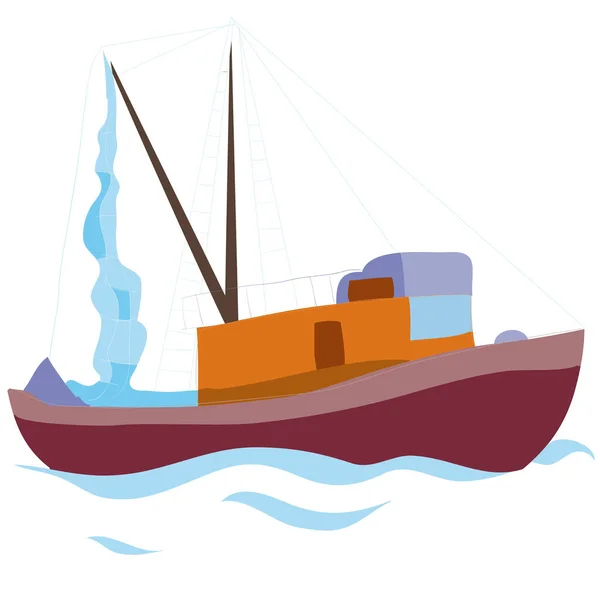 Boat drawing illustration Stock Vector by ©Kopirin 64036445