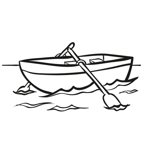 Bosquejo Barco Con Remos Libro Para Colorear Ilustración Dibujos Animados — Vector de stock