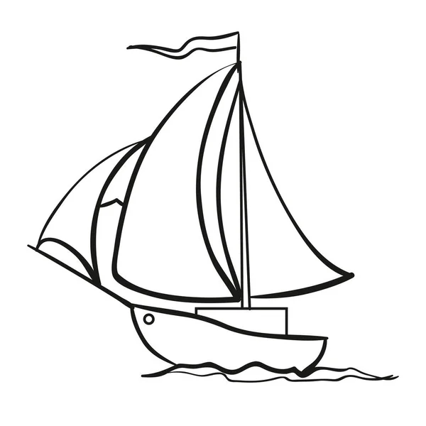 Boot Schets Reddingsboot Kleurboek Karikatuur Geïsoleerd Object Witte Achtergrond Vector — Stockvector
