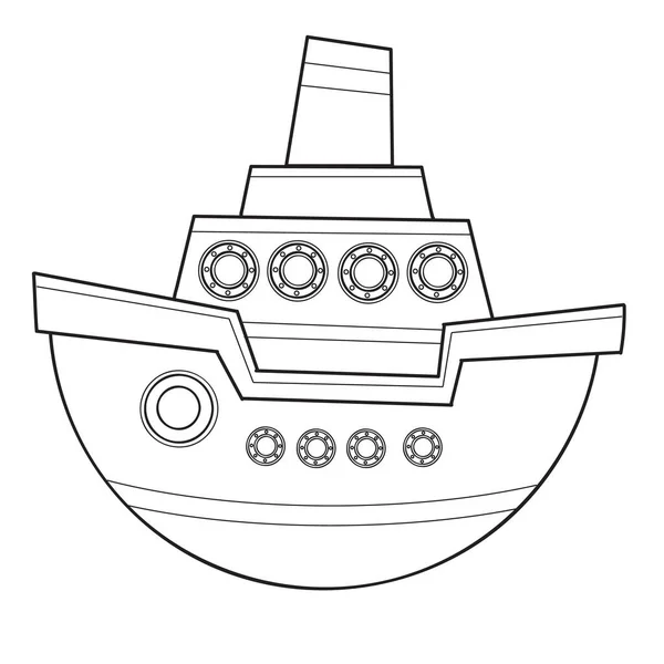 Croquis Bateau Livre Colorier Objet Isolé Sur Fond Blanc Illustration — Image vectorielle