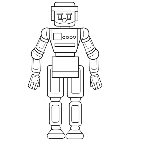 Schizzo Robot Giocattolo Libro Colorare Oggetto Isolato Sfondo Bianco Illustrazione — Vettoriale Stock