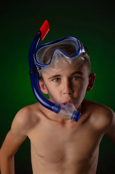 boy in a diving mask