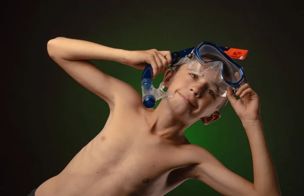 boy in a diving mask