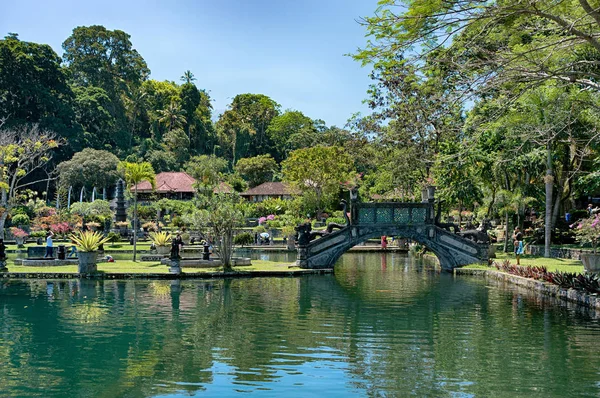 Tropical Park Pond Tirta Gangga Complex Bali Indonesia — Stock Photo, Image