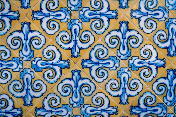 Барвисті Плитки Квітковим Орнаментом Стіні Центрі Меркадо Валенсія Іспанія Арабеське — стокове фото