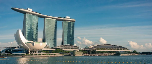 Singapura Setembro 2016 Vista Panorâmica Marina Bay Com Marcos Famosos — Fotografia de Stock