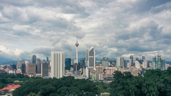 Cityscape of Kuala Lumpur City Center at cloudy weather day