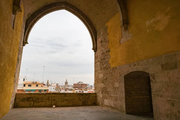 Vista Dalle Torres Quart Antiche Porte Della Città Valencia — Foto Stock