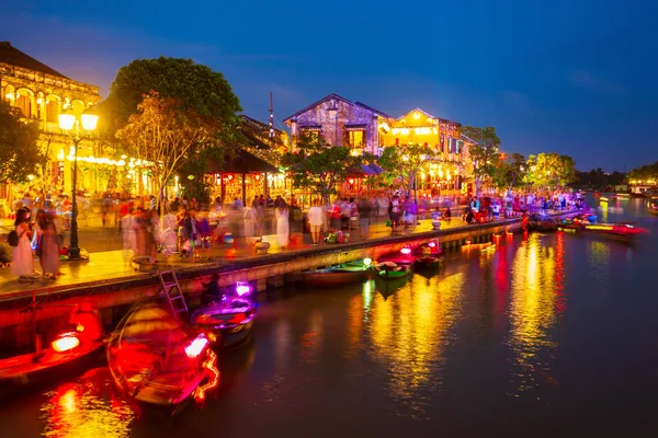 Fishing Boats Riverfront Hoi Ancient Town Quang Nam Province Vietnam — Stock Photo, Image