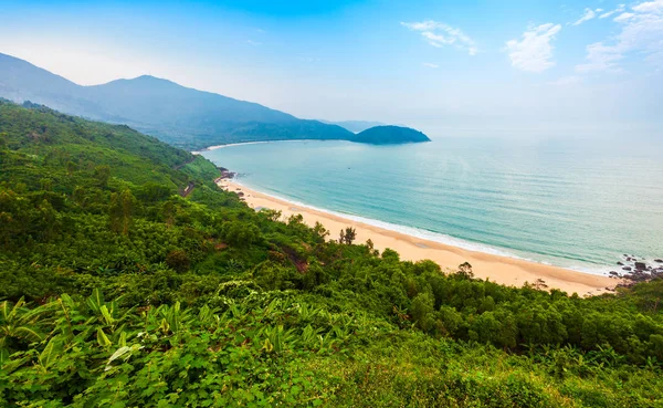 Schönheit Bucht Strand Luftaufnahme Vom Hai Van Quan Pass Danang — Stockfoto