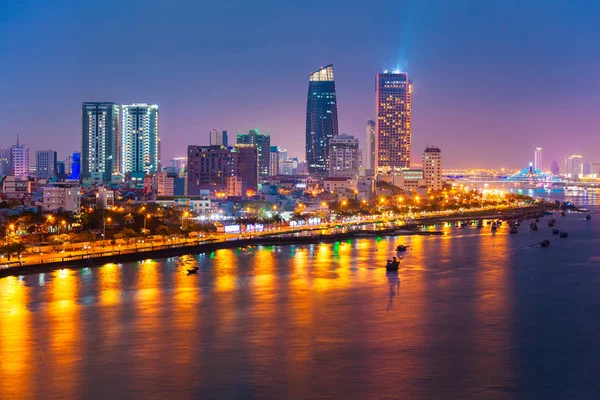 Nang Centro Cidade Skyline Vista Panorâmica Aérea Danang Quarta Maior — Fotografia de Stock