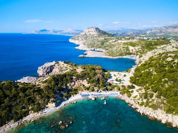 Tracheo Strand Het Panoramisch Luchtfoto Anthony Quinn Bay Rhodos Eiland — Stockfoto