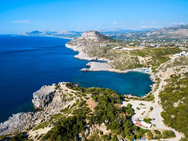 Tracheo Strand Het Panoramisch Luchtfoto Anthony Quinn Bay Rhodos Eiland — Stockfoto