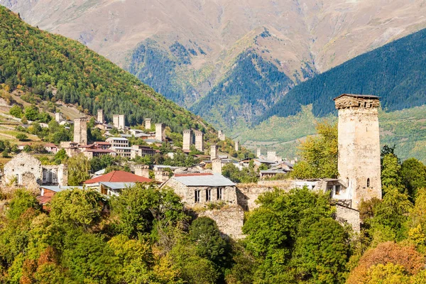 Svan Tours Mestia Région Svaneti Géorgie Est Une Ville Montagneuse — Photo