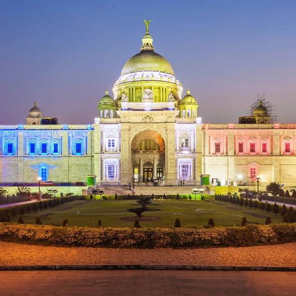 Victoria Memorial Sunset Large Marble Building Kolkata West Bengal India — Stock Photo, Image