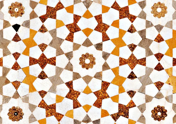 Detail Van Inlay Houtsnijwerk Versieren Taj Mahal Agra India — Stockfoto