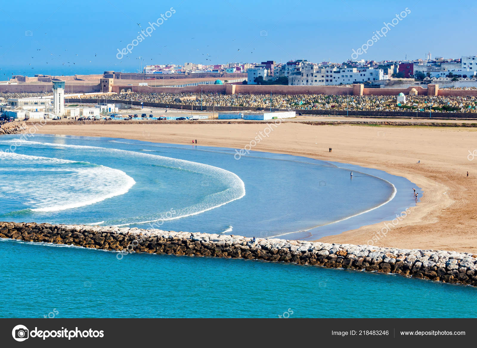 Rabat Plage Panoramique Vue Aérienne Kasbah Forteresse Des