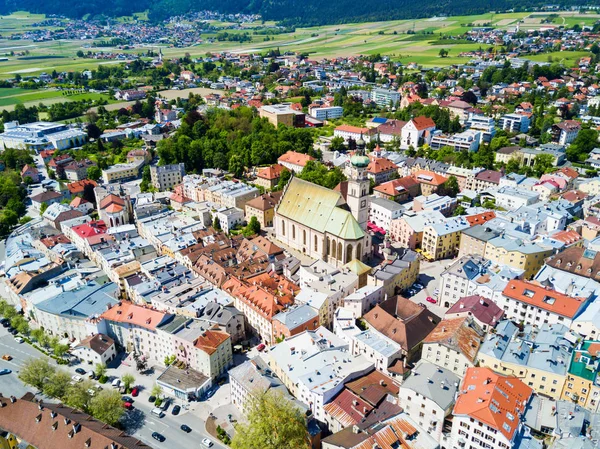 Pfarrkirche Nikolaus Veya Nicholas Paris Kilisesi Hava Panoramik Manzarası Tirol — Stok fotoğraf