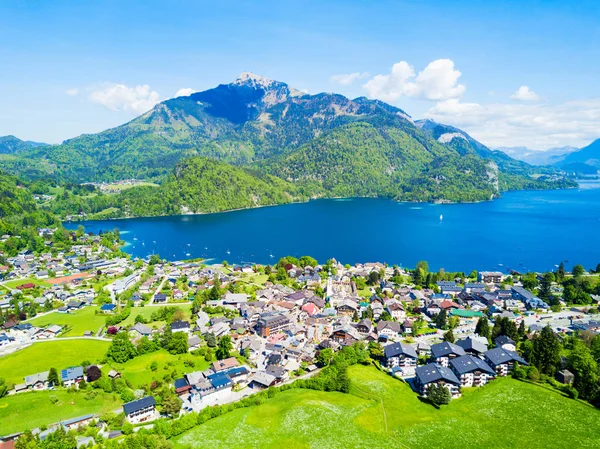 Gilgen Wolfgangsee Lake Aerial Panoramic View Salzkammergut Region Austria — Stock Photo, Image
