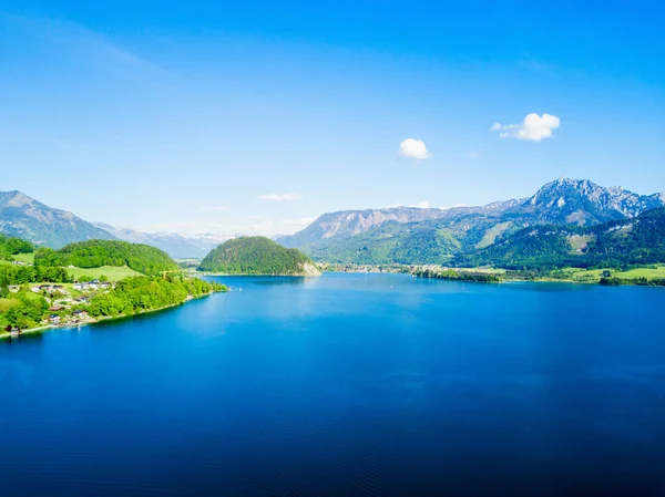 Lac Wolfgangsee Ville Wolfgang Salzkammergut Vue Panoramique Aérienne Autriche — Photo