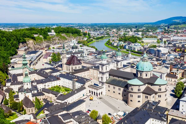 Salzburg City Hava Panoramik Hohensalzburg Kalesi Salzburg Austria — Stok fotoğraf