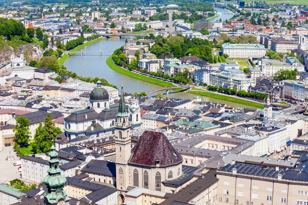 Salzburg City Hava Panoramik Hohensalzburg Kalesi Salzburg Austria — Stok fotoğraf