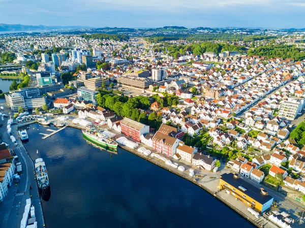 Norveç Stavanger Kentindeki Eski Bir Kasabanın Panoramik Manzarası Stavanger Norveç — Stok fotoğraf