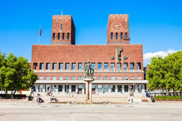 Radnice Nebo Radhus Oslu Norsko Oslo Radnice Obecní Budova Domy — Stock fotografie