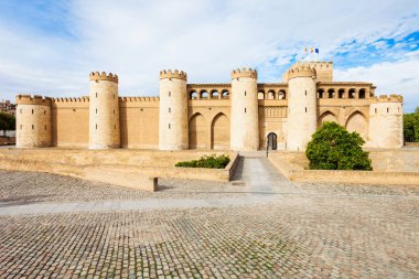 The Aljaferia Palace or Palacio de la Aljaferia is a fortified medieval Islamic palace in the Zaragoza city in Aragon region, Spain clipart