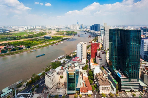 Vue Panoramique Aérienne Ville Chi Minh Depuis Pont Observation Saigon — Photo