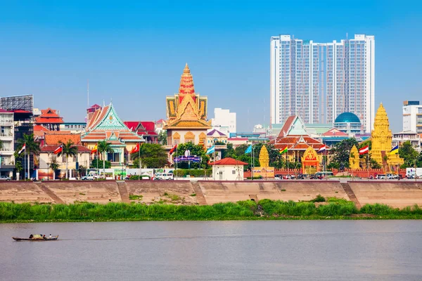 Phnom Penh City Panorama Tonle Sap River Phnom Penh Hlavní — Stock fotografie