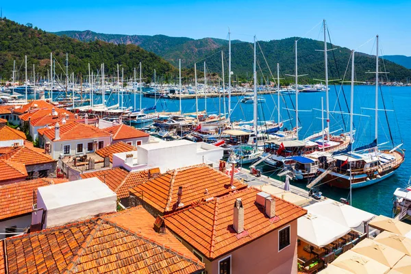 Marmaris Marina Com Iates Vista Panorâmica Aérea Turquia — Fotografia de Stock