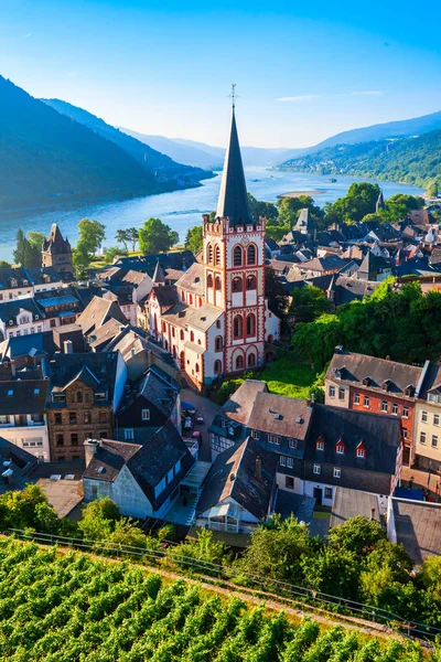 Bacharach Aerial Panoramic View Bacharach Small Town Rhine Valley Rhineland — Stock Photo, Image