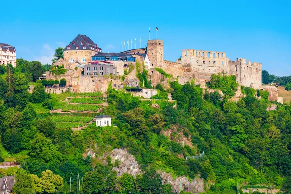 Rheinfels Hrad Burg Rheinfels Zřícenina Hradu Nachází Nad Břehem Řeky — Stock fotografie