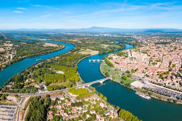 Rhone River Aerial Panoramic View Avignon Avignon City Rhone River — Stock Photo, Image