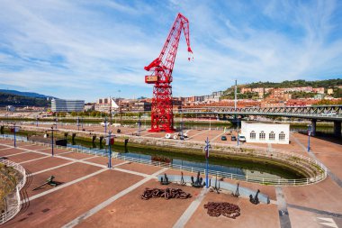 Red crane in Bilbao, Spain clipart