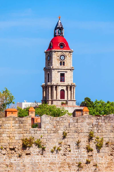 Medieval Clock Tower in Rhodes — Stock Photo, Image